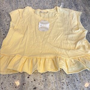 Altar’d State Yellow Ruffle Hem Top, size small